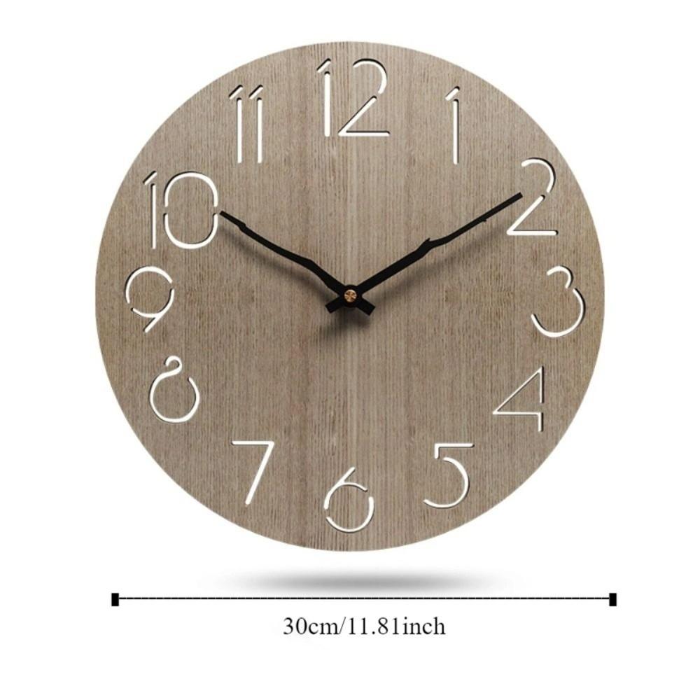 Silent Movement Wooden Wall Clock Round Shape Silent Wall Clock Hanging Wall Clock  Living Room
