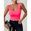 Tanktop met vierkante hals, brede schouderbanden, crop tops, dames, zomer, camis, effen kleur, hemdje, mode, buis, vrouwelijk, mouwloos, cropped vest, Y2K-kleding