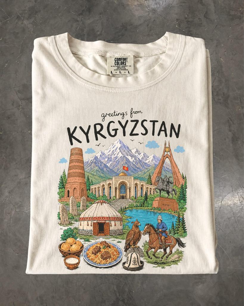 Kyrgyzstan T-Shirt, Central Asia Graphic Tee, Comfort Colors Shirt, Travel Souvenir