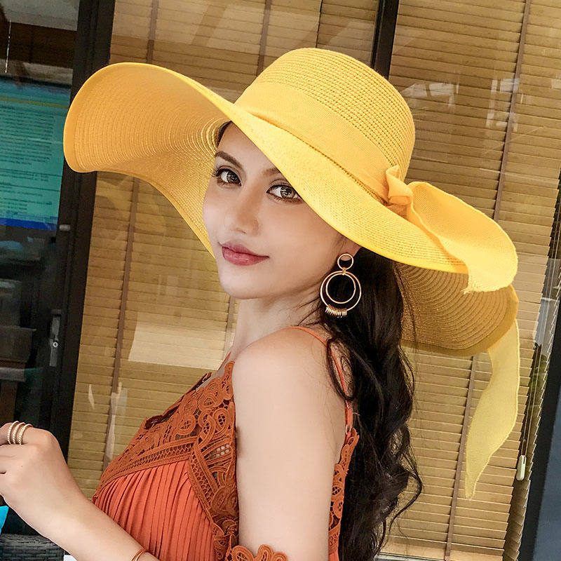 Straw hat beach big brim hat sun hat small fresh trendy girl versatile face cover sun hat