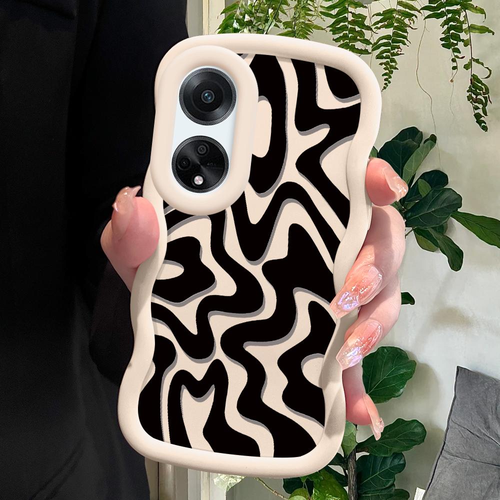 

Окрашенный узор Big Wave Edge Мягкий силиконовый материал Macaron чехол для телефона противоударный защитный резиновый чехол для OPPO Reno Realme Realme C21Y белый