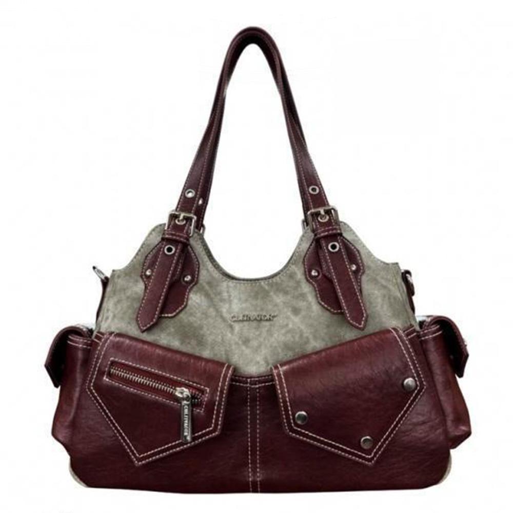 Casual PU Leather Shoulder Bag Large Capacity Crossed Color Cowboy Backpack Multifunctional Underarm Bag Street Style