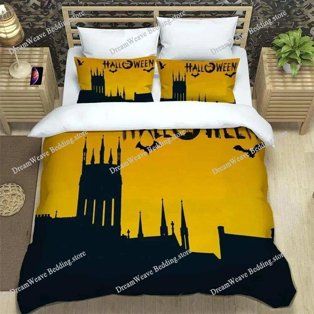 Copripiumino Halloween Matrimoniale King Cartone Animato Zucca Copripiumino Lanterna Set Biancheria da Letto Microfibra Copripiumino Fantasma per Bambini Bambine9