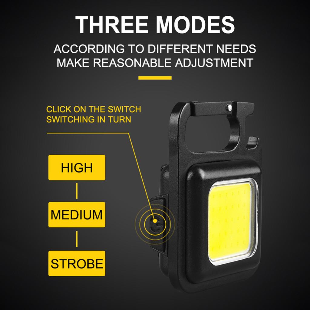 Mini Portable Keychain Light Multi function COB Camping Lantern Magnetic Suction Lock Hook Bottle Opener Fast Charging