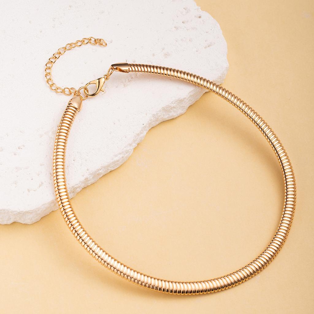 Golden Snake Bone Chain Thick Chain Necklace, Simple And Advanced Sense Exaggerated Thread Fashionable Personalized Collarbone Chain