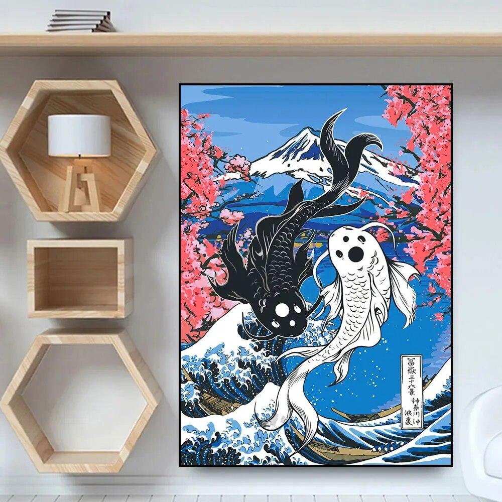Japanese Art Great Wave Off Kanagawa Vintage Poster Print  Abstract Canvas Painting Wall Art Picture For Living Room Home Decor No Frame