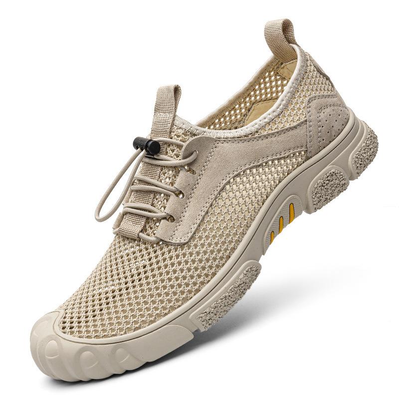 Men's shoes summer outdoor hiking off-road sports shoes fly-woven shoes low-top hollow ventilation hole mesh running shoes