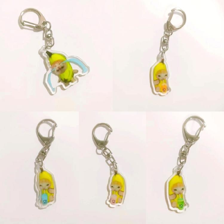 Practical Lovely Animal Banana Cats Keychain Small Pendant Versatile Daily Accessories for Home and Office Decoration
