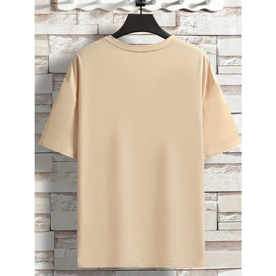 Men's Summer Loose Size 100% Cotton Trendy Boston Graphic Print Casual Fit Round Neck Short Sleeve T-shirt Top