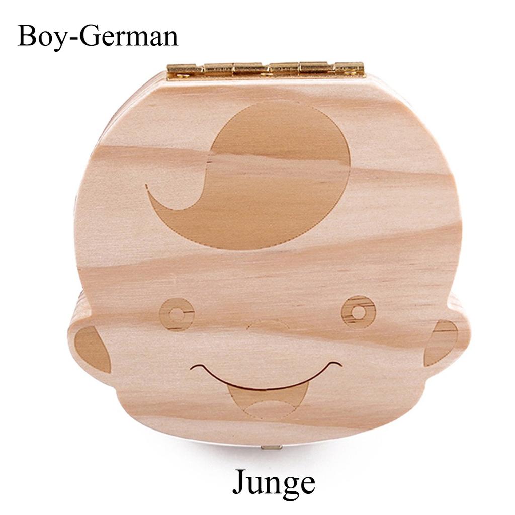 Teeth Baby Box Spanish English Wooden Lanugo Box Kid Teeth Storage Organizer Children Souvenirs Gifts For Boy Girl French German