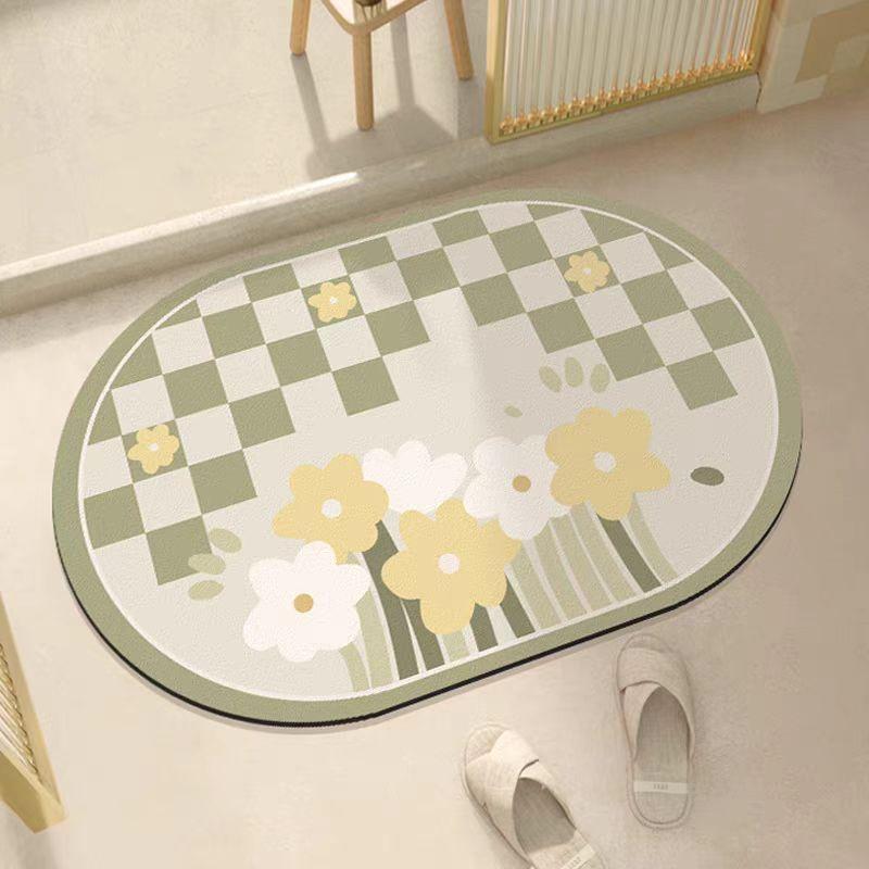 Kieselgurmaterial für Badezimmer, schnelltrocknend, schmutzabweisend, rutschfeste Bodenmatte, ovale Form 40X60cm 15.7X23.6in