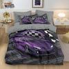 Racing Sports Car Print Bedding Set: Customizable Three-Piece with Pillowcase