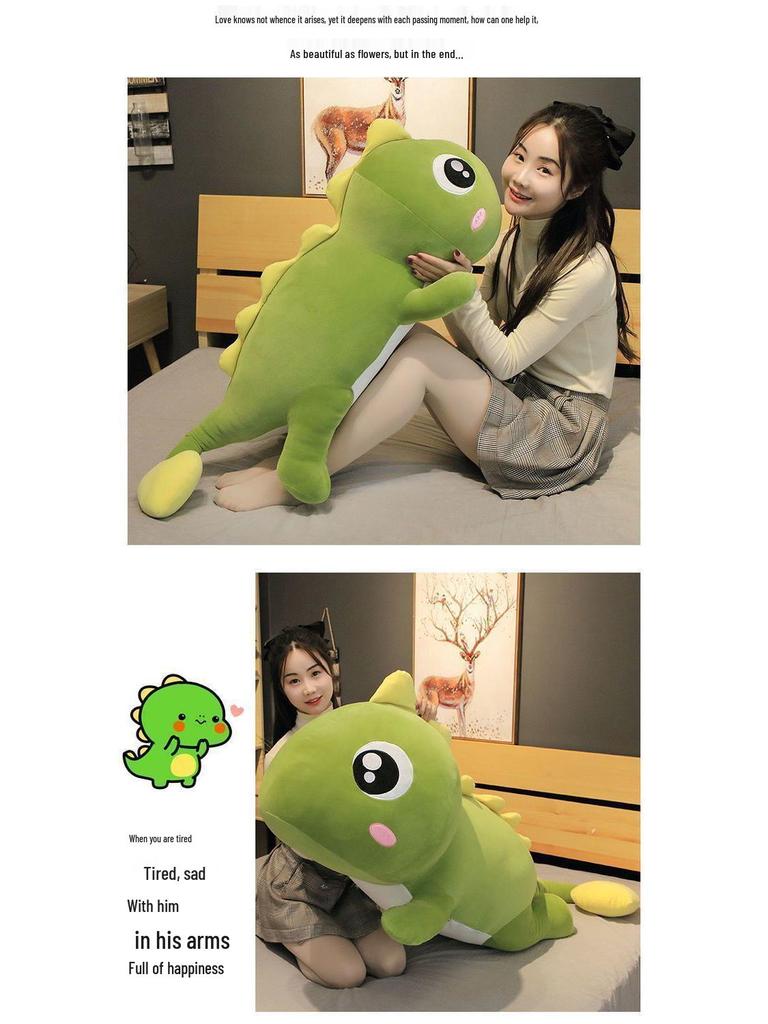 Big-Eyed Dinosaur Plush Sleep Pillow: Long-Legged Cuddly Doll Gift for Girls' Birthdays