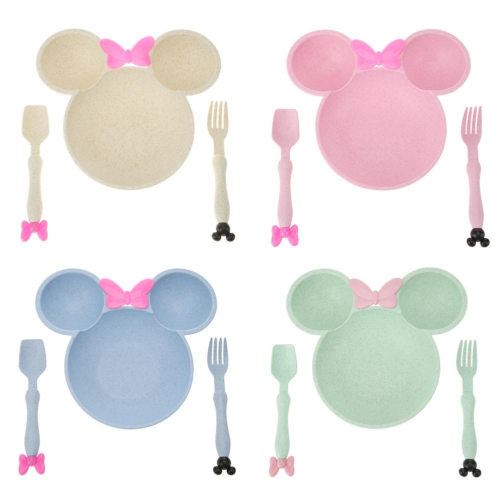 LFGB Approved Dinner Cutlery Tableware Dish For Kids,Wheat Straw Healthy Biodegradable Material Beige Baby Plate Set