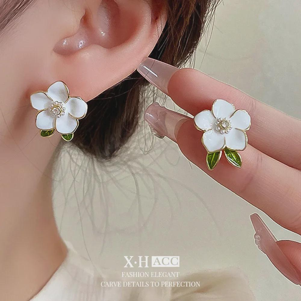 Elegant Floral Bow Earrings - High-End French Design for Women