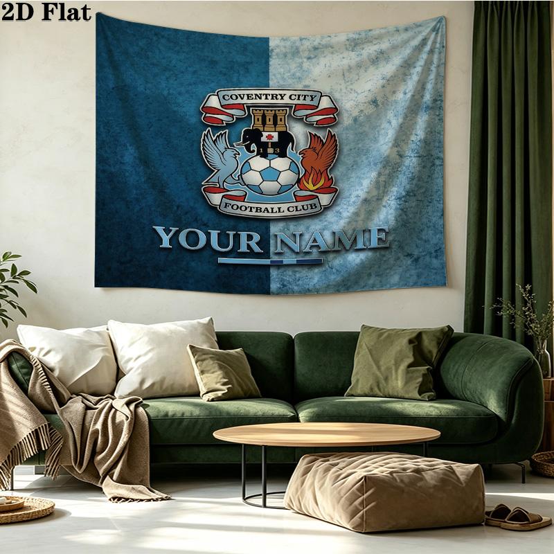 Custom Name Coventry City F.C Printed Tapestry – Wall Hanging for Bedrooms, Dorms, and Home Decor