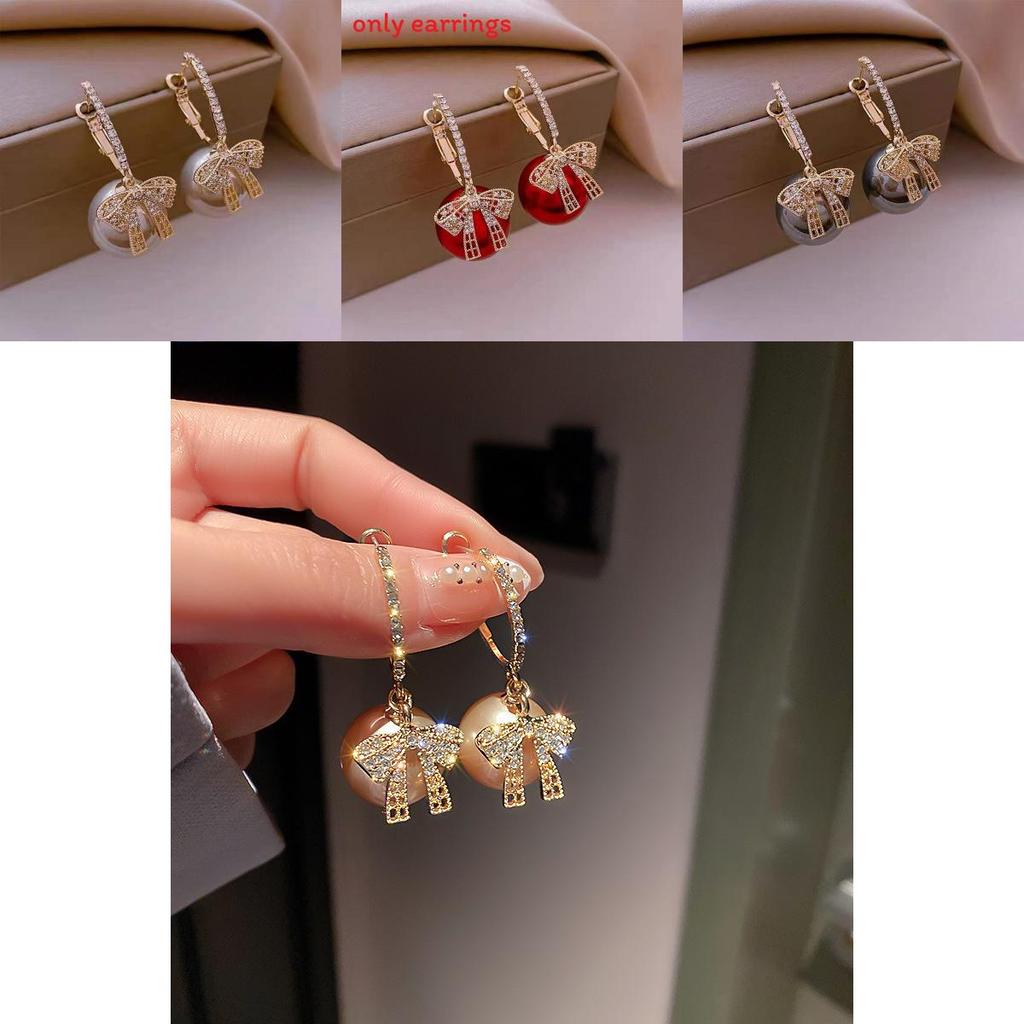 Korean Girl Butterfly Pearl Earrings With Alloy Material For Women Fashion Accessories