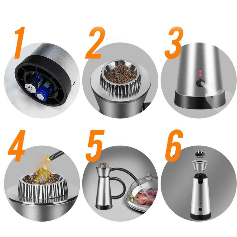 Tragbarer Räucherinfusor mit Holzchips Rauchgeschmacks-Infusor-Pistolen mit Holzchips für Küche BBQ Cocktails Verwendung