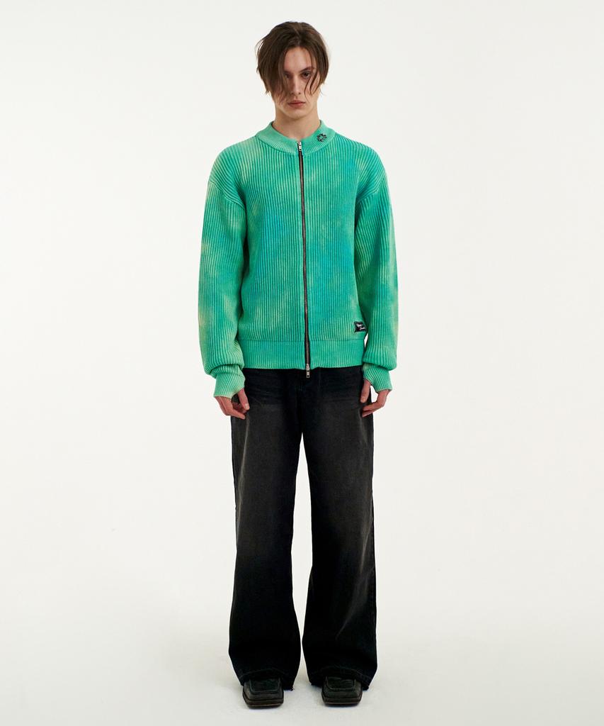 Mmgl Dyeing Zip-Up Cardigan (Aqua Mint)