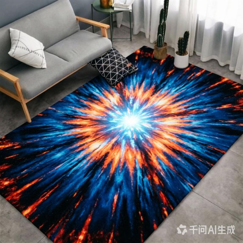 Newest Color Burst Galaxy Starburst Print Large Area Rug Non Slip Space Themed Living Room Carpet