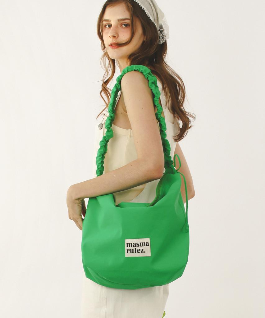 Masmarulez Nylon 2Way Shirring Hobo Bag_Green