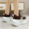 Fashion 10CM Microfiber Leather Chunky Sneakers New Autumn High Platform Wedge Heels Casual Shoes Breathable Comfortable Dad Shoes
