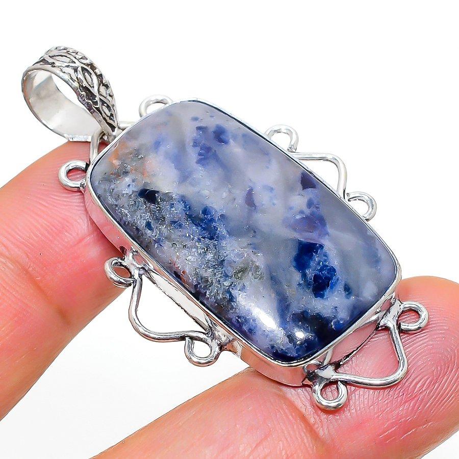 

Natural Sodalite Gemstone Handmade 925 Sterling Silver Pendant 2.09 C5F20