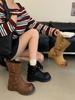 Inner height increase Martin boots women's 2025 autumn and winter new Maillard brown medium tube fashion boots British style two wear short boots