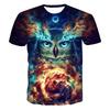 3D Printed Cool Wolf Owl T Shirt For Men Funny Animal Pattern Short-Sleeved