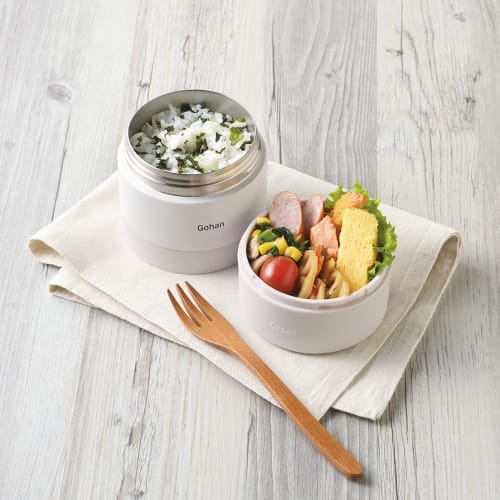 Bestco NQ-213 Two-Tier Bento Box with Handle, 480ml, Pale Pink, Insulated, Round, Small