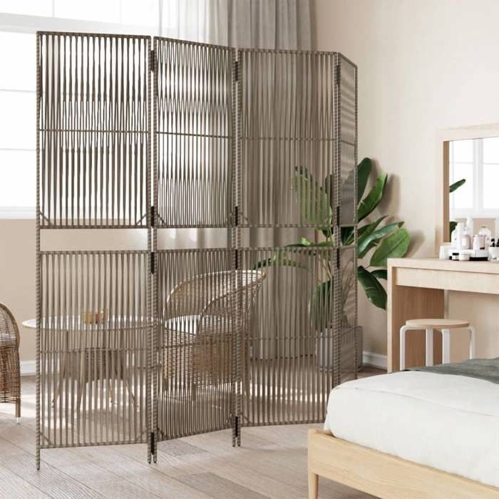 VidaXL Cloison de Séparation 4 Panneaux, Séparateur de Pièce, Écran d'Intimité, Paravent de Salon Chambre, Moderne, Gris 365394