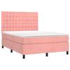 3143264 vidaXL Divan Bed with Mattress Pink 140x190 Cm Velvet