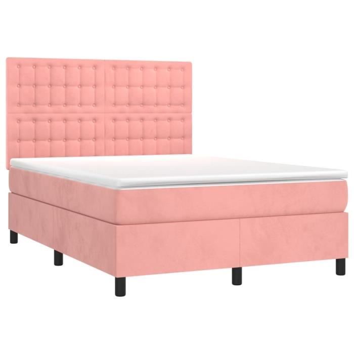 3143264 vidaXL Divan Bed with Mattress Pink 140x190 Cm Velvet