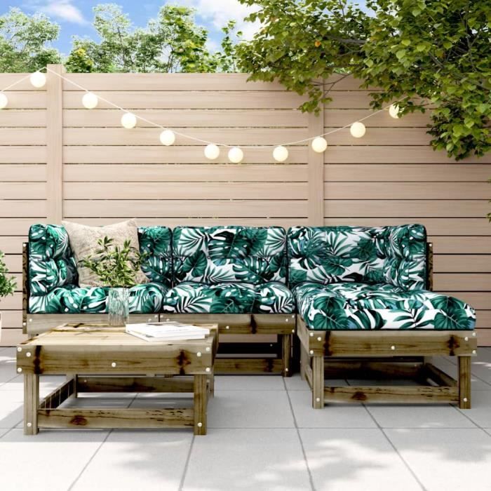 VidaXL Garden Lounge Set 5 Pcs with Cushions Impregnated Pine Wood 3185793