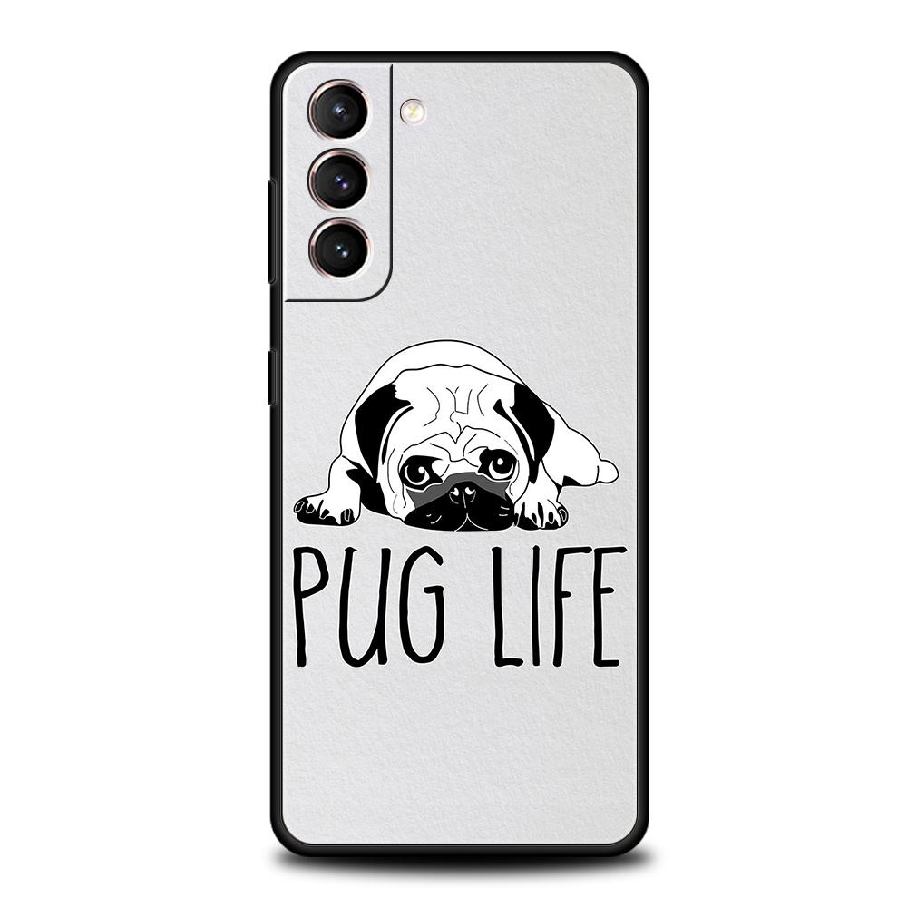 Dierlijke Zwarte Mopshond Close-up Telefoonhoesje Voor Samsung Galaxy S25 Edge S24 S23 S22 Ultra S20 S21 FE 5G S10 S9 Plus S10E Zachte Cover