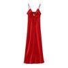 Fashion Style 2024 Summer Women's Laminated Decoration Silk Satin Texture Midi Skirt Sling Mid-Length Dress 3072/