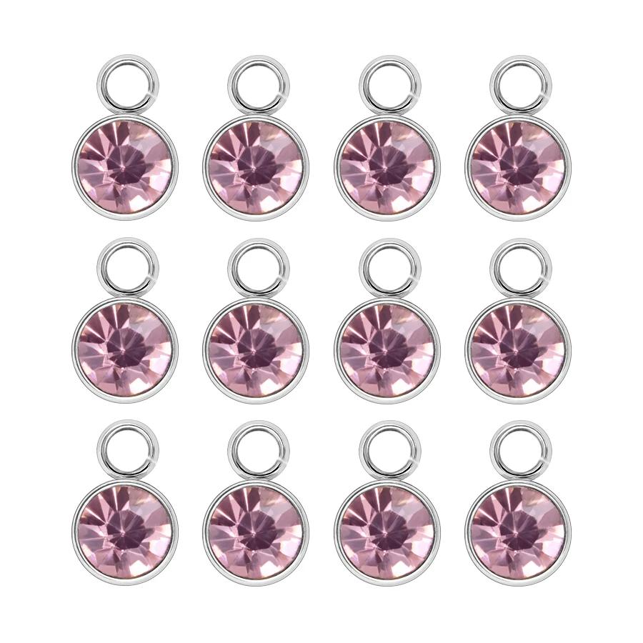 144Pcs/Lot Birthstone Necklace Pendant Jewelry Making Rhinestone Stainless Steel Charms For Women Earrings DIY Accessories Gift