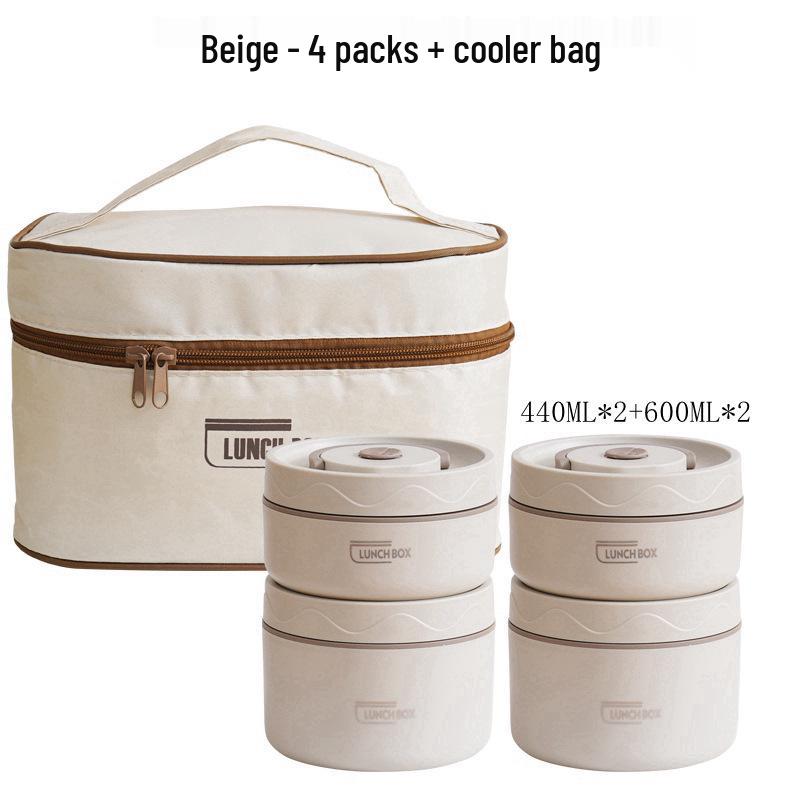 304 Stainless Steel Double-Layer Insulated Lunch Box with Lid for Office Workers & Students