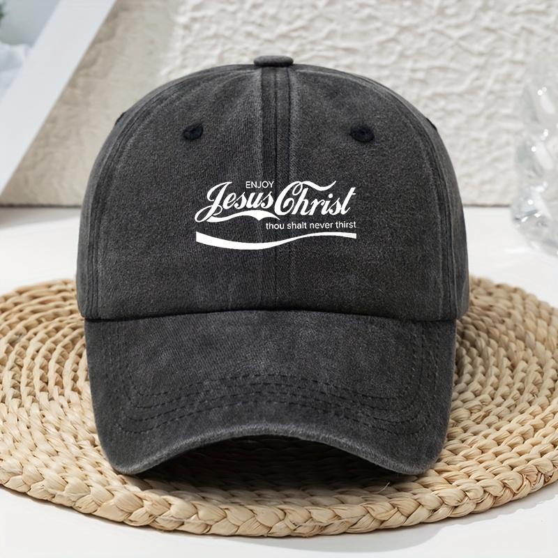 Jesus Christ White Letter Print Old Washed Baseball Cap Unisex Dad Hat Outdoor Sun Hat