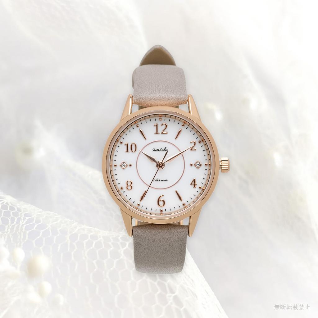 Fieldwork Analog Watch with Leather Solar SO Taeyang or Brown Women's Strap, Rechargeable, Gray, ASS179-3, Beige, Pink, Gray,