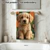 Felt Golden Puppy Portrait Towel Highly Absorbent Bath Towel, Cute Plush Labrador Pup, Soft Kids Daily Shower Towel