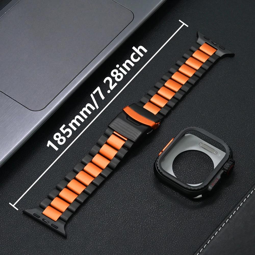 Luxury Titanium Band for Apple Watch Ultra 49mm Series 10 46mm Titanium Orange Strap+case for Apple 9 8 7 6 5 SE Watch 45mm 44mm