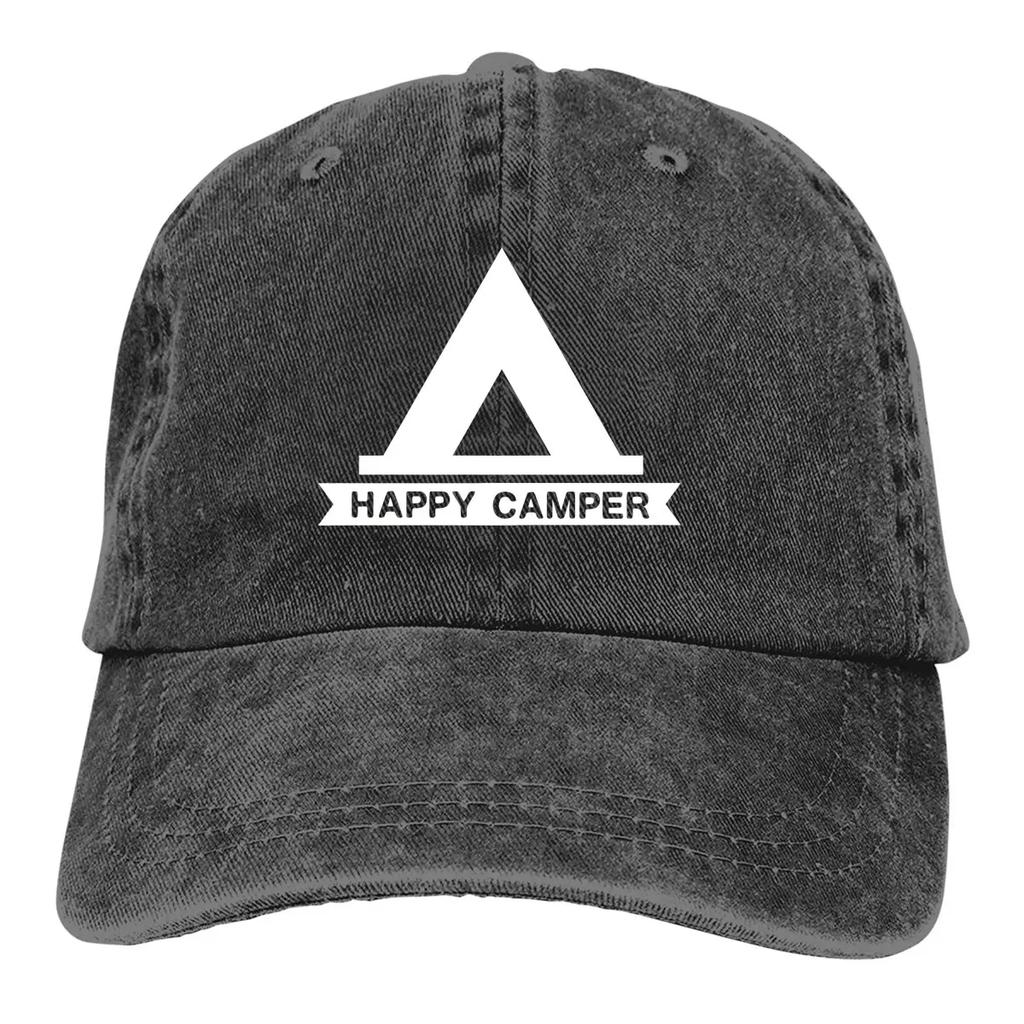 Happy Camper Baseball Caps Peaked Cap Camper Camping Sun Shade Hats for Men