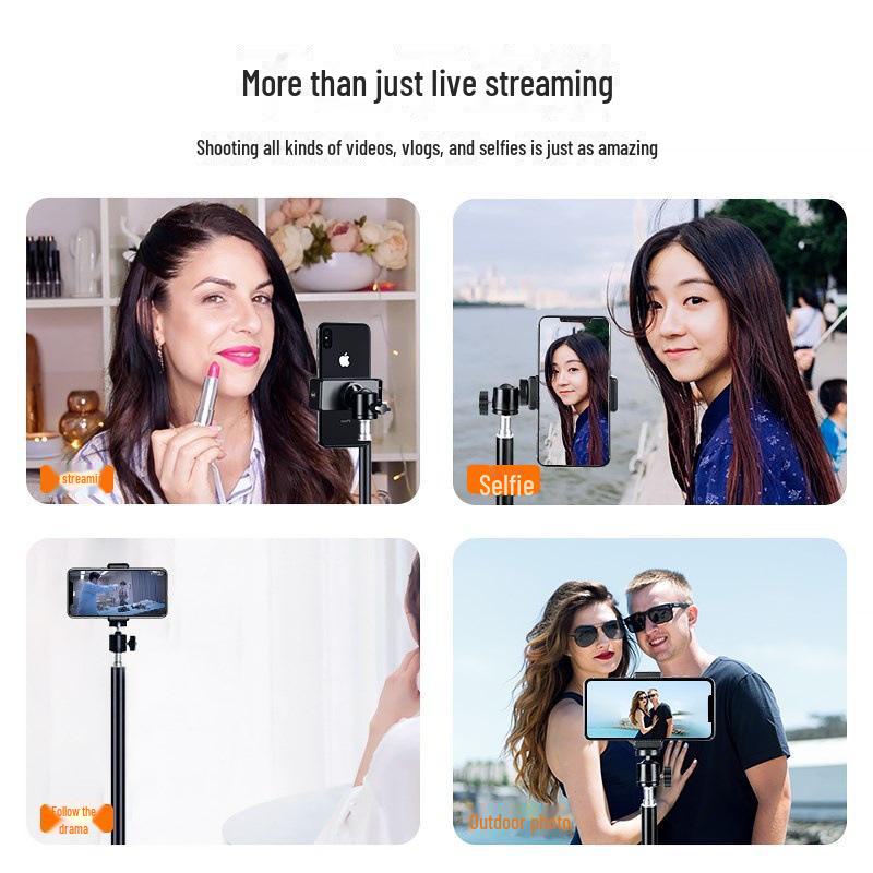 2-Meter Photography Light Stand with Tripod and Mobile Phone Holder for Live Broadcast