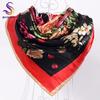 [BYSIFA] China Roese Large Square Scarves For Spring Autumn  New Design Red Black Flowers Silk Scarf Brand Muslim Head Scarf