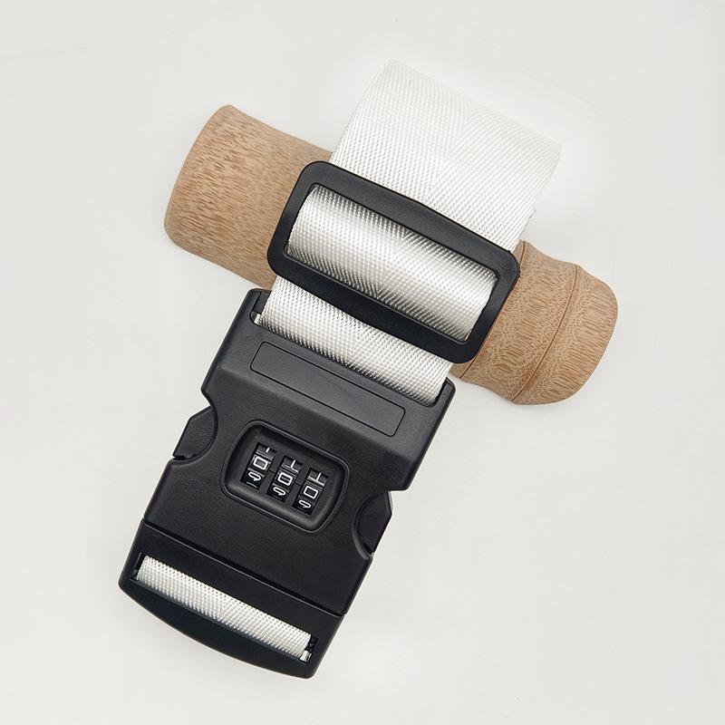 Solid Color Nylon Luggage Strap with Herringbone Pattern, Password Lock, and One-Word Handle