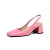 FOREADA Women Pumps Thick High Heels Square Toe Party Sexy Spring Autumn Shoes Black Apricot Rose-carmine 33-46