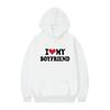 Herren Gothic Streetwear Kapuzenpullover Mit I LOVE MY BOYFRIEND Aufdruck Langarm Lockerer Schnitt