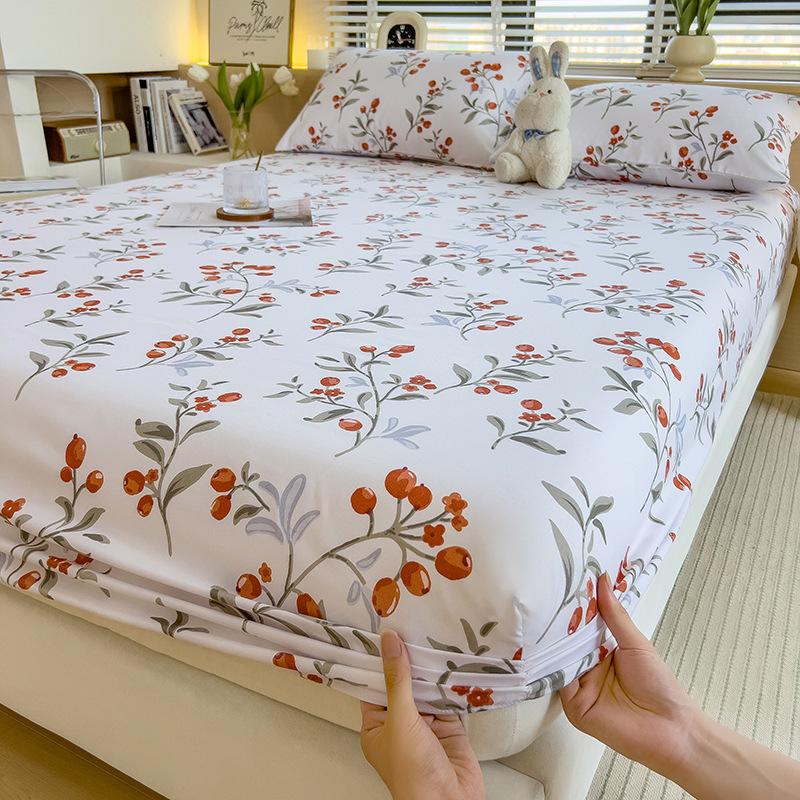 

Washed Cotton Fitted Sheet Single Piece New All-inclusive Bed Cover Sheet Mattress Protector Fitted Sheet Single bed hat 90x200cm
