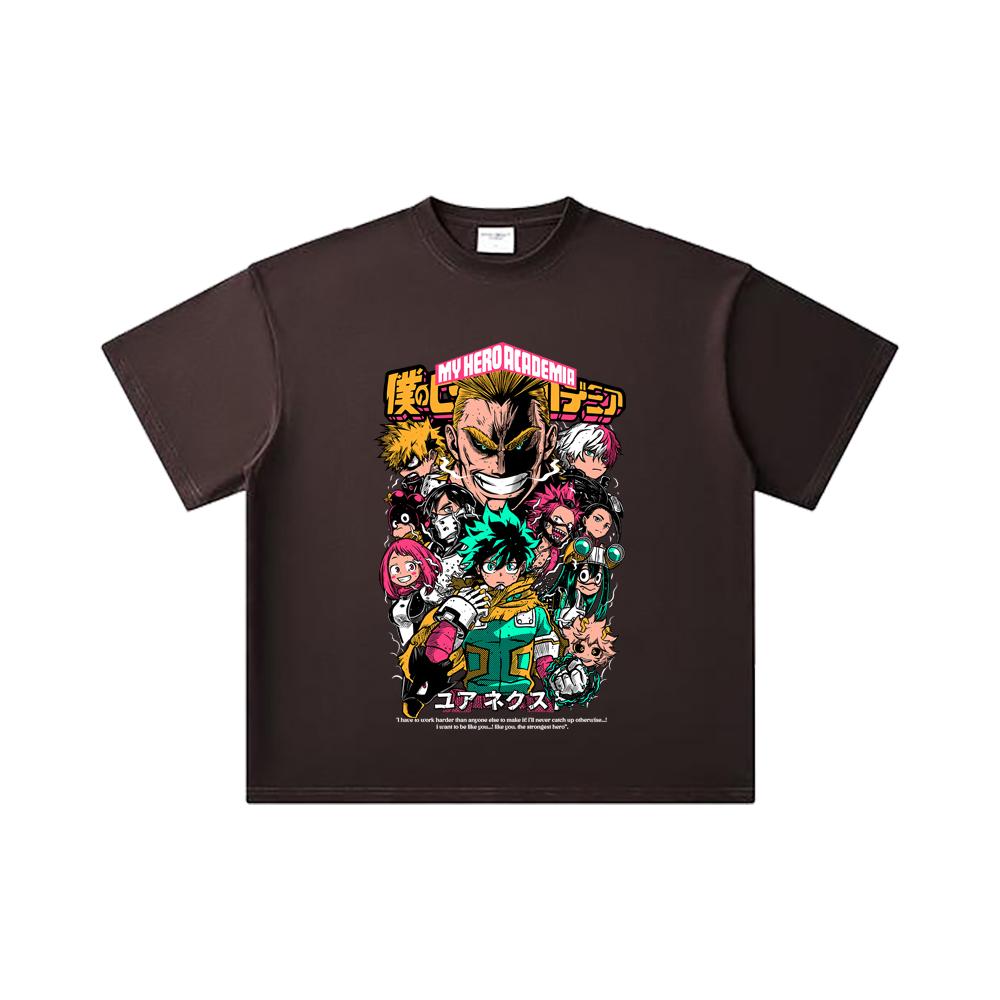 260 GSM Doppelgarn 32er Zählung 100% Baumwolle My Hero Academia V6 Druck Unisex Schweres Baumwoll-T-Shirt